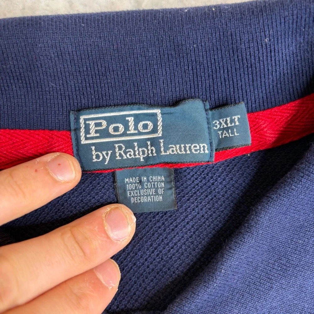 Polo Ralph Lauren rugby Polo Shirt 3XLT Tall Navy Red Yellow Colorblock vented
